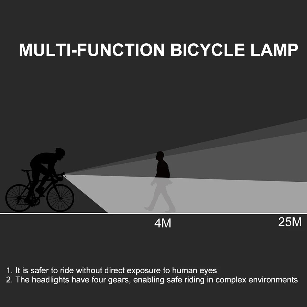 Lampe frontale de vélo à LED rechargeable par USB, lampe de poche de vélo, accessoires de vélo, 4800 lumens, 2500 mAh, 3T6