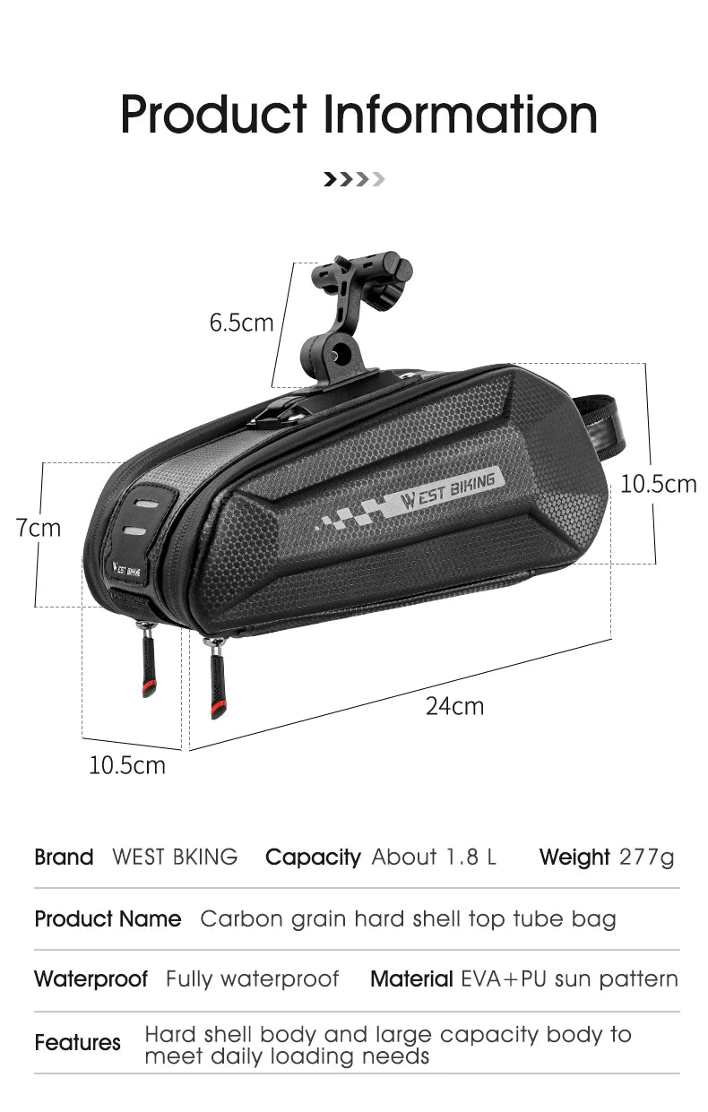 WEST BIKING-Sacoche de selle de vélo à coque rigide étanche, sac à outils sous le siège, sacoche à dégagement rapide, accessoires de vélo, VTT, vélo de route