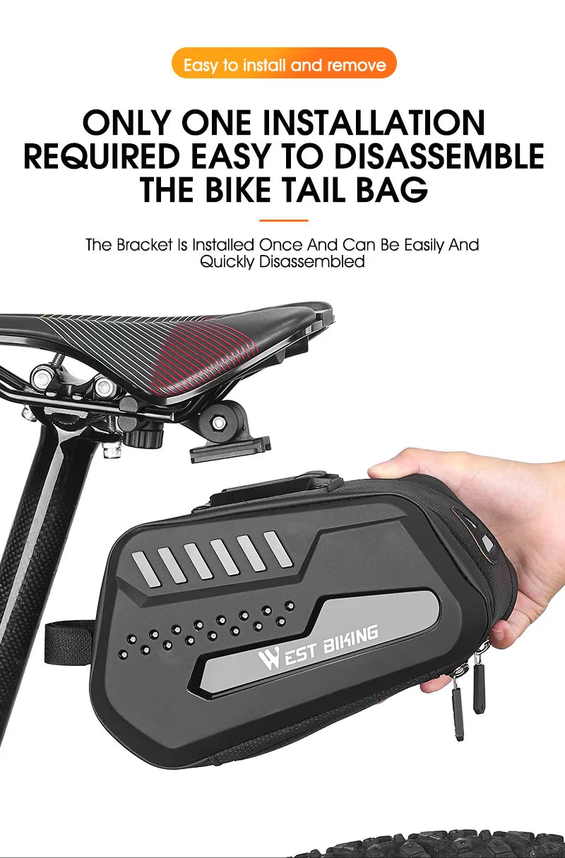 WEST BIKING-Sacoche de selle de vélo à coque rigide étanche, sac à outils sous le siège, sacoche à dégagement rapide, accessoires de vélo, VTT, vélo de route