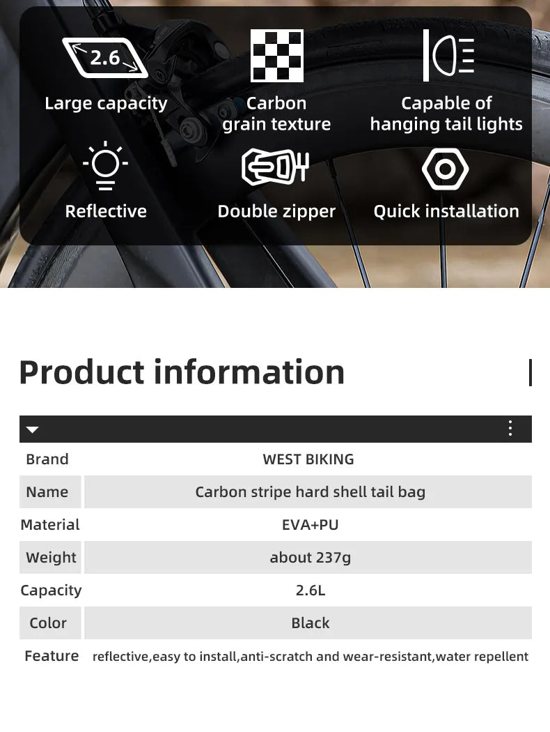 WEST BIKING-Sacoche de selle de vélo à coque rigide étanche, sac à outils sous le siège, sacoche à dégagement rapide, accessoires de vélo, VTT, vélo de route