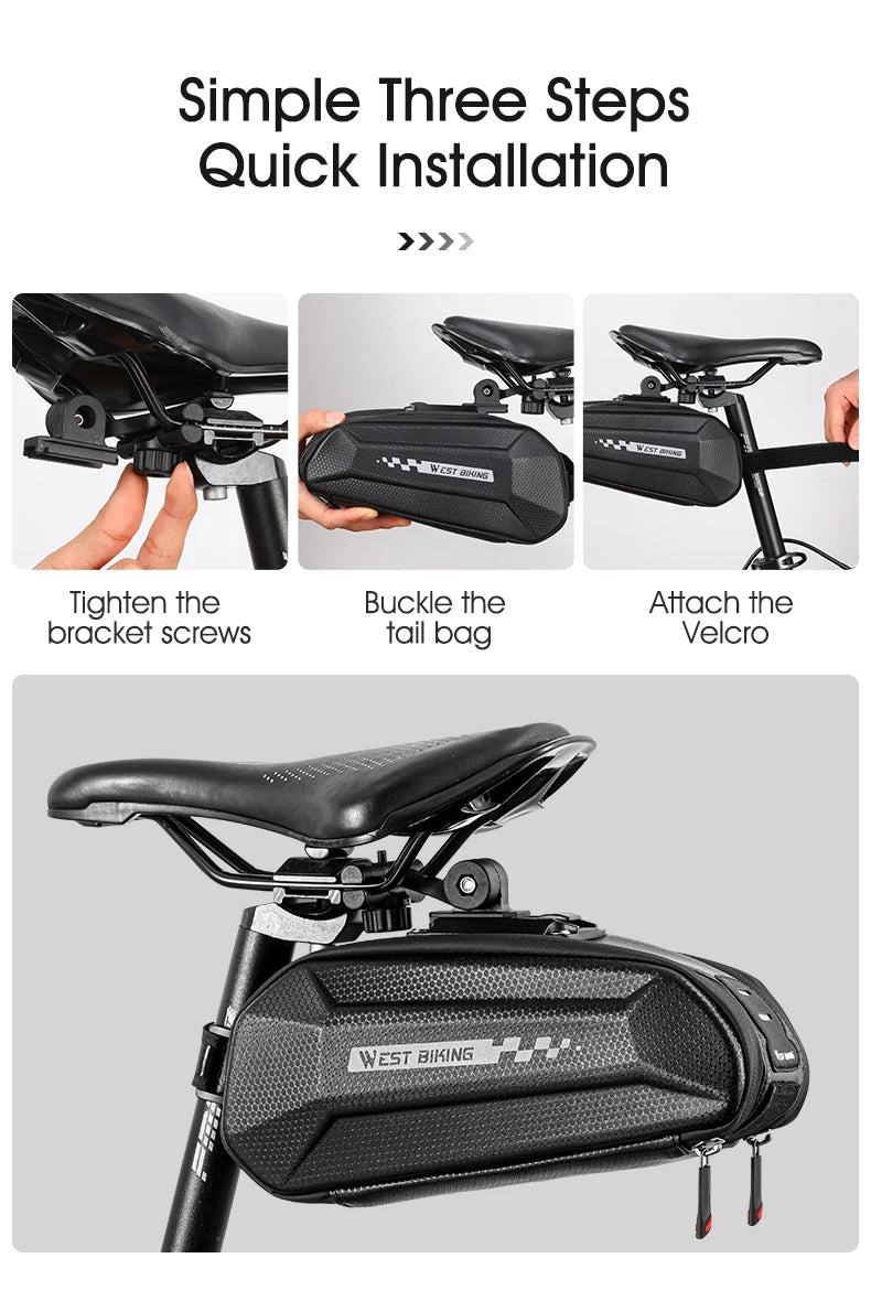 WEST BIKING-Sacoche de selle de vélo à coque rigide étanche, sac à outils sous le siège, sacoche à dégagement rapide, accessoires de vélo, VTT, vélo de route